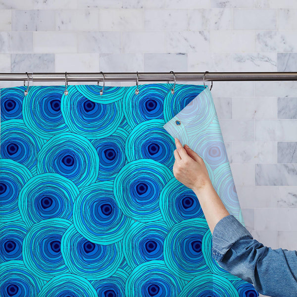 Abstract Blue Circles Washable Waterproof Shower Curtain-Shower Curtains-CUR_SH_EL-IC 5015472 IC 5015472, Abstract Expressionism, Abstracts, Ancient, Art and Paintings, Botanical, Circle, Decorative, Digital, Digital Art, Drawing, Floral, Flowers, Graphic, Historical, Illustrations, Medieval, Modern Art, Nature, Paintings, Patterns, Retro, Semi Abstract, Signs, Signs and Symbols, Sketches, Stripes, Vintage, abstract, blue, circles, washable, waterproof, polyester, shower, curtain, eyelets, backdrop, backgro