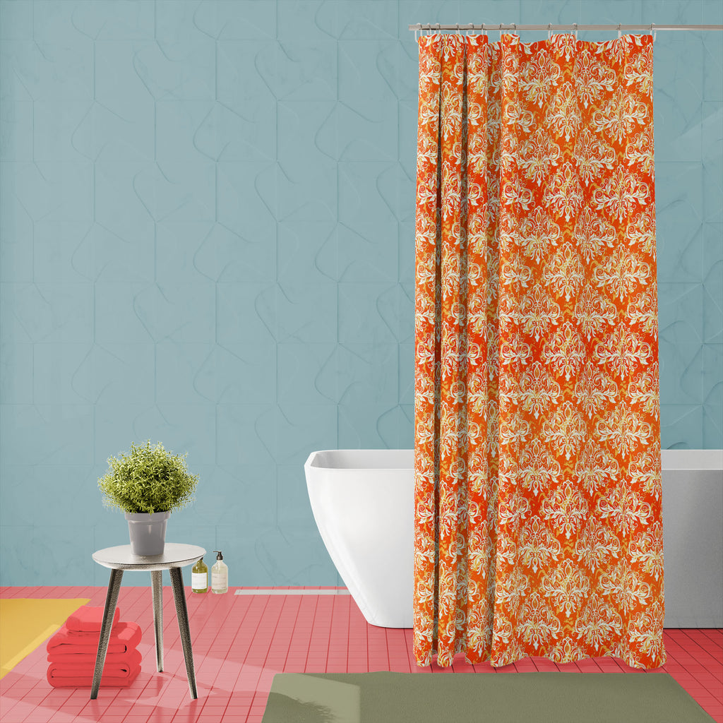 Damask Pattern D4 Washable Waterproof Shower Curtain-Shower Curtains-CUR_SH_EL-IC 5015498 IC 5015498, Abstract Expressionism, Abstracts, Allah, Ancient, Arabic, Art and Paintings, Baroque, Botanical, Damask, Decorative, Fashion, Floral, Flowers, Historical, Illustrations, Islam, Medieval, Nature, Patterns, Renaissance, Retro, Rococo, Semi Abstract, Signs, Signs and Symbols, Victorian, Vintage, pattern, d4, washable, waterproof, shower, curtain, abstract, antique, art, backdrop, background, beautiful, border