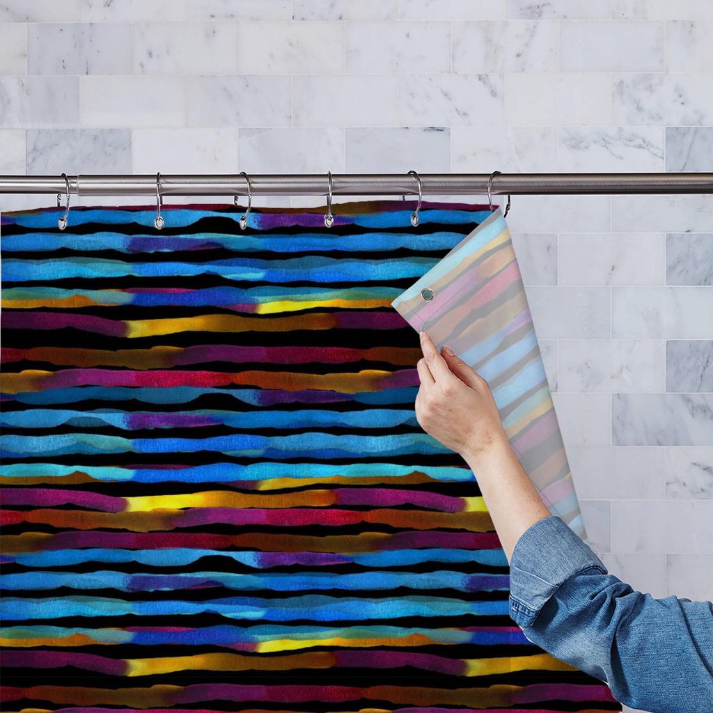 Rainbow Stripes Om Washable Waterproof Shower Curtain-Shower Curtains-CUR_SH_EL-IC 5015499 IC 5015499, Abstract Expressionism, Abstracts, Art and Paintings, Automobiles, Baby, Birthday, Black, Black and White, Children, Fashion, Geometric, Geometric Abstraction, Illustrations, Kids, Modern Art, Nautical, Patterns, Semi Abstract, Signs, Signs and Symbols, Stripes, Transportation, Travel, Vehicles, Watercolour, White, rainbow, om, washable, waterproof, shower, curtain, abstract, acrylic, art, background, brig