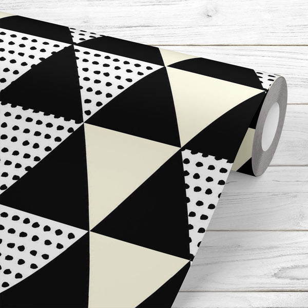 Abstract Black Geometric Pattern Wallpaper Roll-Wallpapers Peel & Stick-WAL_PA-IC 5015510 IC 5015510, Abstract Expressionism, Abstracts, Ancient, Black and White, Decorative, Digital, Digital Art, Dots, Geometric, Geometric Abstraction, Graphic, Historical, Illustrations, Medieval, Modern Art, Patterns, Retro, Scandinavian, Semi Abstract, Signs, Signs and Symbols, Triangles, Vintage, White, abstract, black, pattern, peel, stick, vinyl, wallpaper, roll, non-pvc, self-adhesive, eco-friendly, water-repellent, 