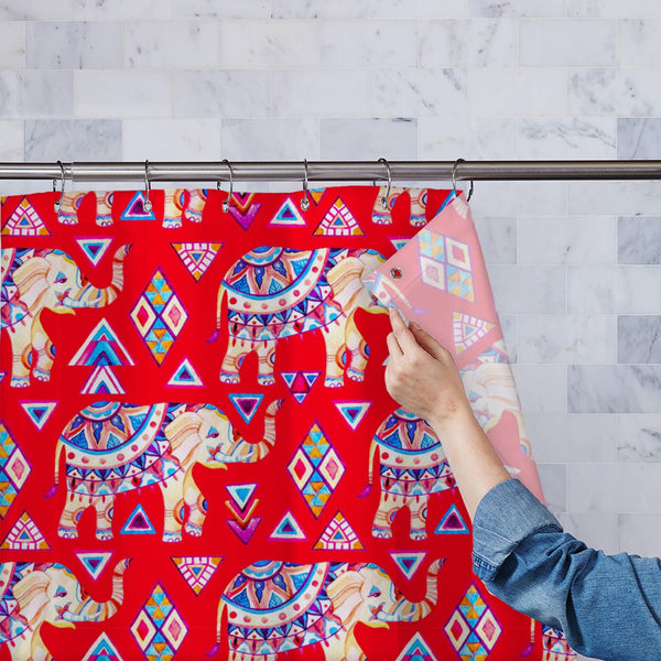 Indian Elephant with Ornament Elements Washable Waterproof Shower Curtain-Shower Curtains-CUR_SH_EL-IC 5015599 IC 5015599, Abstract Expressionism, Abstracts, African, Ancient, Animals, Arrows, Art and Paintings, Asian, Automobiles, Aztec, Bohemian, Botanical, Culture, Ethnic, Eygptian, Festivals, Festivals and Occasions, Festive, Floral, Flowers, Historical, Illustrations, Indian, Medieval, Nature, Paintings, Paisley, Patterns, Scenic, Semi Abstract, Signs, Signs and Symbols, Traditional, Transportation, Tr