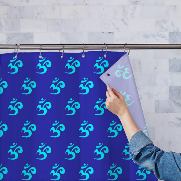 Om Signs Pattern D2 Washable Waterproof Shower Curtain-Shower Curtains-CUR_SH_EL-IC 5015610 IC 5015610, Asian, Buddhism, Chinese, Culture, Ethnic, Hinduism, Illustrations, Indian, Japanese, Patterns, Religion, Religious, Sanskrit, Signs, Signs and Symbols, Spiritual, Symbols, Tibetan Art, Traditional, Tribal, World Culture, om, pattern, d2, washable, waterproof, polyester, shower, curtain, eyelets, asia, background, chakra, design, east, eastern, illustration, lifestyle, lotus, mantra, meditation, ornament,