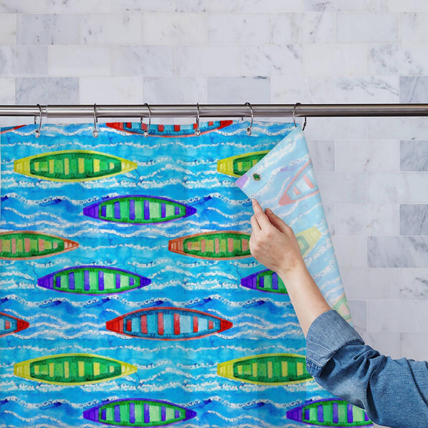 Watercolor Rowing Boats on Waves Washable Waterproof Shower Curtain-Shower Curtains-CUR_SH_EL-IC 5015613 IC 5015613, Ancient, Art and Paintings, Automobiles, Black and White, Boats, Historical, Holidays, Illustrations, Medieval, Modern Art, Nautical, Paintings, Patterns, Signs, Signs and Symbols, Sports, Transportation, Travel, Vehicles, Vintage, Watercolour, White, Wooden, watercolor, rowing, on, waves, washable, waterproof, polyester, shower, curtain, eyelets, pattern, sea, seamless, art, background, blue