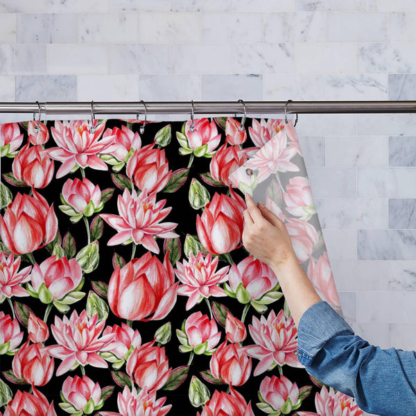 Watercolor Lotus Washable Waterproof Shower Curtain-Shower Curtains-CUR_SH_EL-IC 5015670 IC 5015670, Ancient, Art and Paintings, Asian, Black and White, Botanical, Buddhism, Chinese, Culture, Drawing, Ethnic, Floral, Flowers, God Buddha, Historical, Illustrations, Indian, Love, Medieval, Nature, Patterns, Romance, Scenic, Signs, Signs and Symbols, Symbols, Traditional, Tribal, Vintage, Watercolour, Wedding, White, World Culture, watercolor, lotus, washable, waterproof, polyester, shower, curtain, eyelets, a