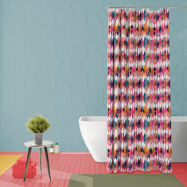 Watercolor Ikat Pattern D1 Washable Waterproof Shower Curtain-Shower Curtains-CUR_SH_EL-IC 5015684 IC 5015684, Abstract Expressionism, Abstracts, Culture, Decorative, Ethnic, Fashion, Geometric, Geometric Abstraction, Ikat, Patterns, Semi Abstract, Splatter, Stripes, Surrealism, Traditional, Tribal, Watercolour, World Culture, watercolor, pattern, d1, washable, waterproof, polyester, shower, curtain, eyelets, trend, abstract, stripe, bali, vibrant, dye, oriental, painted, pink, summer, artistic, artwork, au