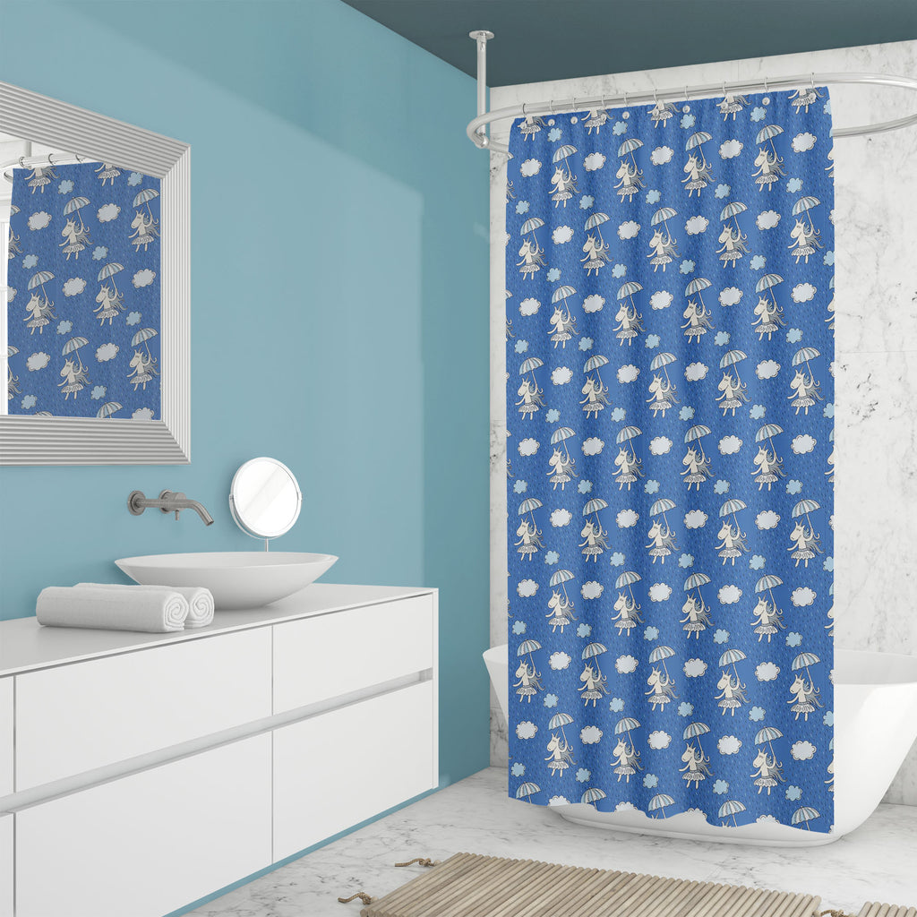 Unicorns with Umbrella Washable Waterproof Shower Curtain-Shower Curtains-CUR_SH_EL-IC 5015686 IC 5015686, Animals, Animated Cartoons, Baby, Caricature, Cartoons, Children, Decorative, Fantasy, Illustrations, Kids, Patterns, Signs, Signs and Symbols, unicorns, with, umbrella, washable, waterproof, shower, curtain, pattern, vector, cute, unicorn, fairy, fun, seamless, animal, background, beautiful, bedroom, blue, cartoon, cloud, colorful, design, dream, fabric, horse, illustration, kid, magic, pony, print, r