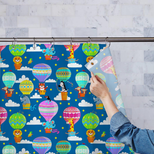 Colorful Hot Air Balloons and Animals Washable Waterproof Shower Curtain-Shower Curtains-CUR_SH_EL-IC 5015692 IC 5015692, Animals, Art and Paintings, Automobiles, Baby, Botanical, Children, Digital, Digital Art, Floral, Flowers, Graphic, Illustrations, Kids, Nature, Patterns, Scenic, Signs, Signs and Symbols, Stripes, Transportation, Travel, Vehicles, Wildlife, colorful, hot, air, balloons, and, washable, waterproof, polyester, shower, curtain, eyelets, balloon, animal, vector, cute, kid, pattern, backgroun