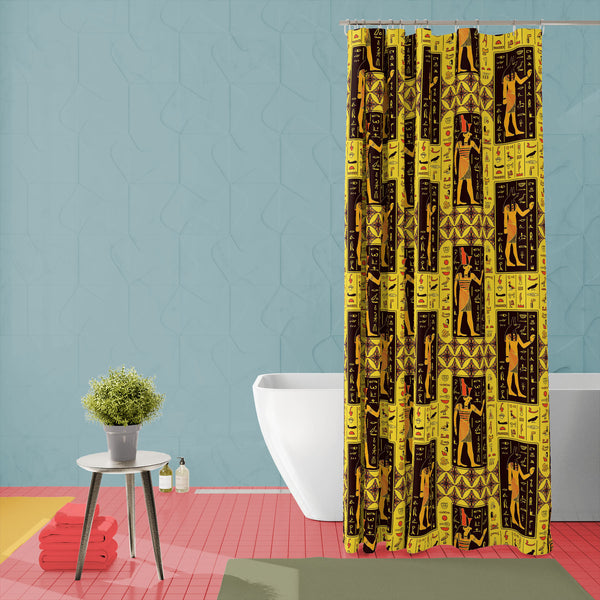 Egyptian Gods and Hieroglyphs D2 Washable Waterproof Shower Curtain-Shower Curtains-CUR_SH_EL-IC 5015761 IC 5015761, African, Ancient, Art and Paintings, Culture, Decorative, Ethnic, Eygptian, Historical, Icons, Illustrations, Medieval, Patterns, People, Religion, Religious, Retro, Signs, Signs and Symbols, Symbols, Traditional, Tribal, Vintage, World Culture, egyptian, gods, and, hieroglyphs, d2, washable, waterproof, polyester, shower, curtain, eyelets, pattern, egypt, seamless, anubis, art, flat, hierogl