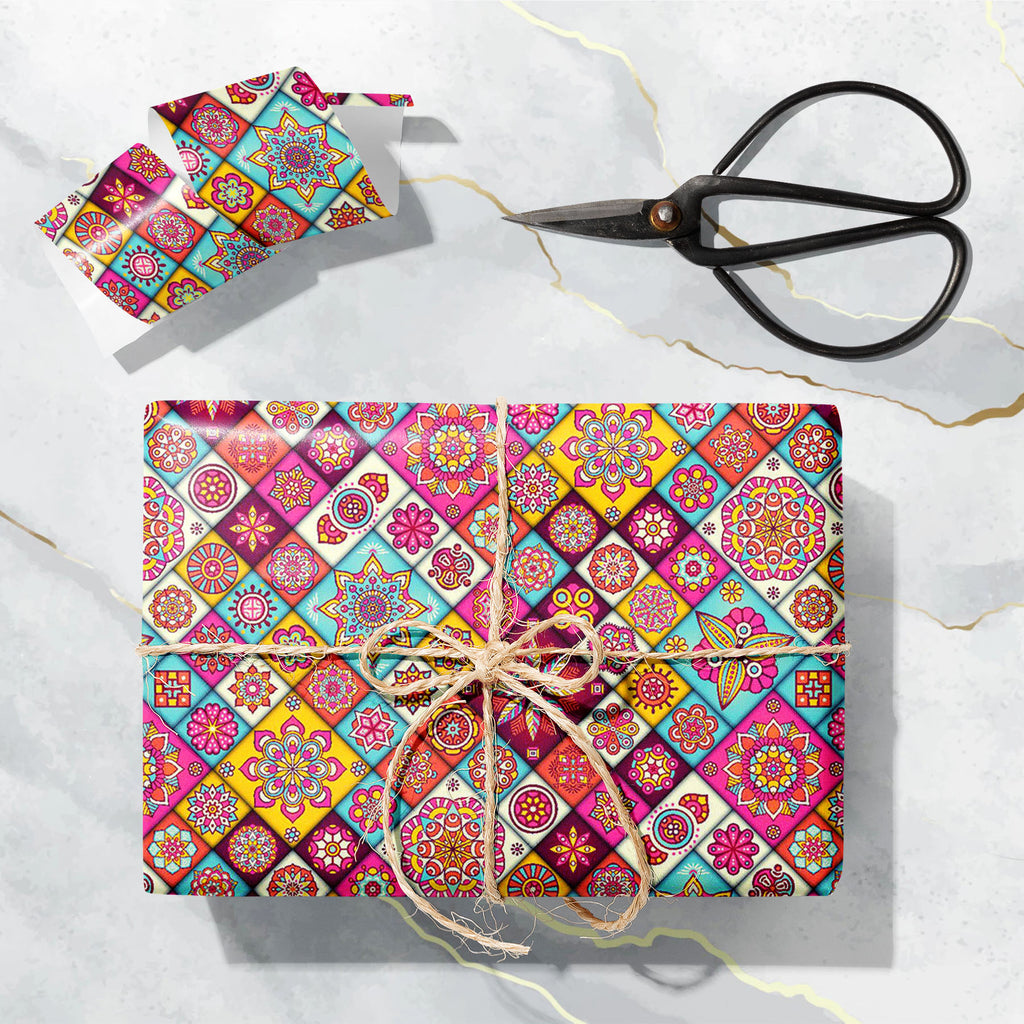 Moroccan Bohemian Mandala Art & Craft Gift Wrapping Paper-Wrapping Papers-WRP_PP-IC 5015764 IC 5015764, Allah, Ancient, Arabic, Bohemian, Botanical, Culture, Decorative, Ethnic, Fashion, Floral, Flowers, Historical, Illustrations, Indian, Islam, Mandala, Medieval, Moroccan, Nature, Patterns, Signs, Signs and Symbols, Traditional, Tribal, Vintage, World Culture, art, craft, gift, wrapping, paper, tile, background, boho, brown, ceramic, chic, colorful, curve, deco, decoration, design, fabric, floor, flourish,