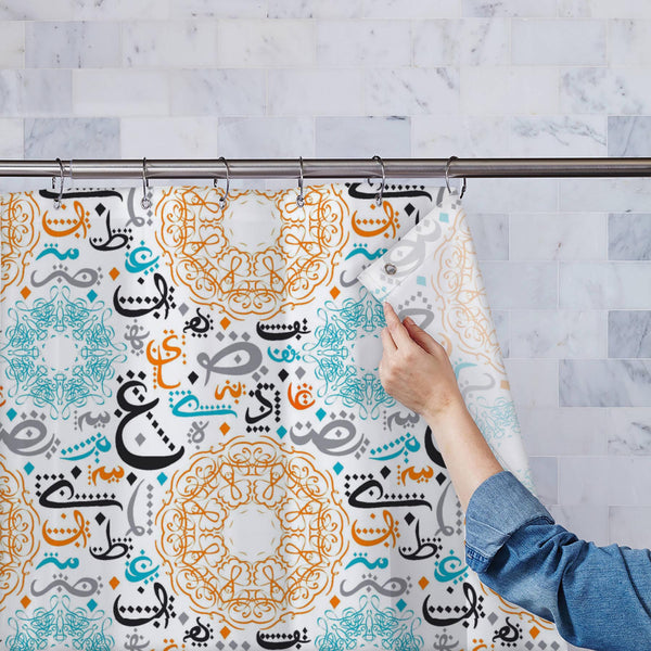 Eid Al Fitr Festival Calligraphy Washable Waterproof Shower Curtain-Shower Curtains-CUR_SH_EL-IC 5015779 IC 5015779, Allah, Alphabets, Arabic, Calligraphy, Culture, Decorative, Ethnic, Festivals, Festivals and Occasions, Festive, Holidays, Illustrations, Islam, Mandala, Patterns, Religion, Religious, Signs, Signs and Symbols, Symbols, Traditional, Tribal, Typography, World Culture, eid, al, fitr, festival, washable, waterproof, polyester, shower, curtain, eyelets, letter, pattern, alphabet, background, desi