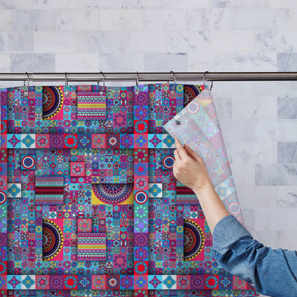 Vintage Floral & Mandala D2 Washable Waterproof Shower Curtain-Shower Curtains-CUR_SH_EL-IC 5015780 IC 5015780, Abstract Expressionism, Abstracts, African, Allah, Ancient, Arabic, Art and Paintings, Asian, Aztec, Bohemian, Botanical, Chinese, Culture, Decorative, Drawing, Ethnic, Floral, Flowers, Geometric, Geometric Abstraction, Historical, Illustrations, Indian, Islam, Mandala, Medieval, Nature, Patterns, Pets, Retro, Semi Abstract, Signs, Signs and Symbols, Traditional, Tribal, Turkish, Vintage, World Cu