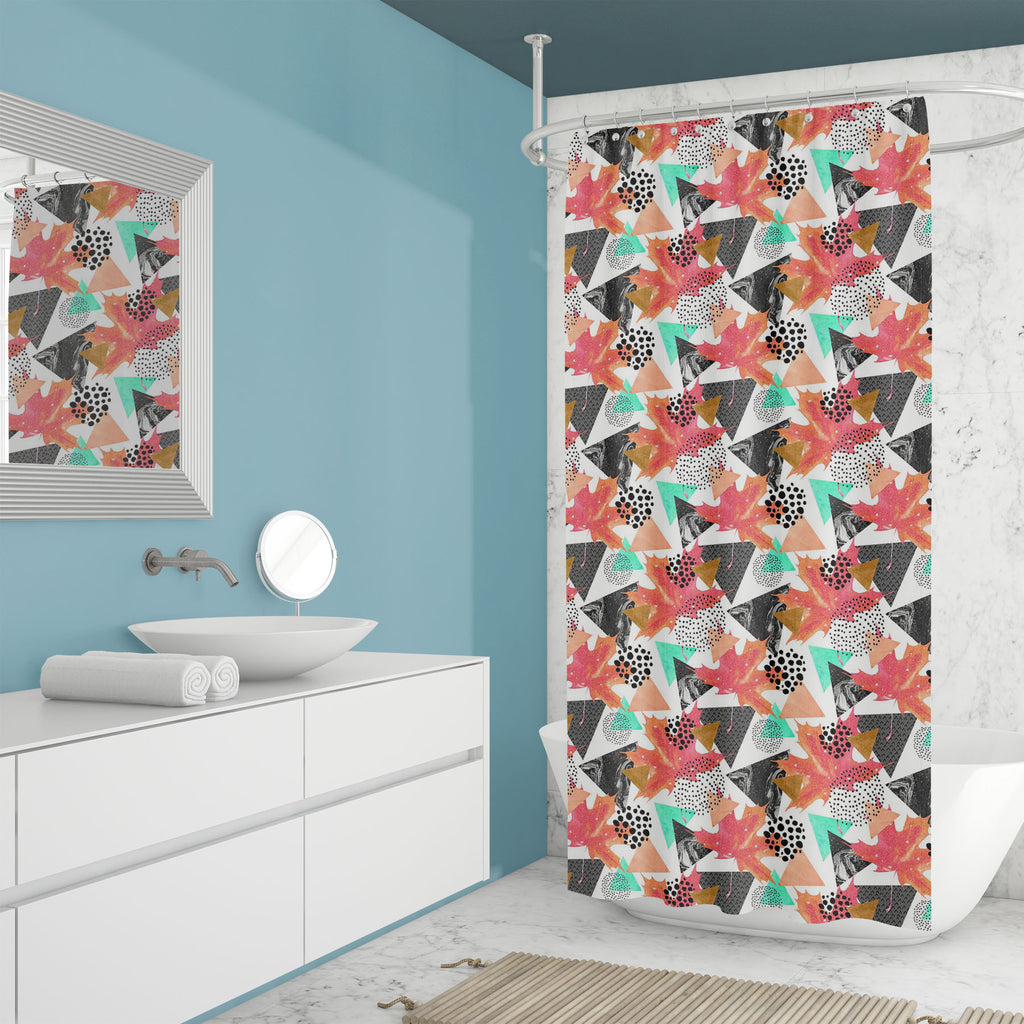 Abstract Autumn Geometric Pattern Washable Waterproof Shower Curtain-Shower Curtains-CUR_SH_EL-IC 5015805 IC 5015805, 80s, 90s, Abstract Expressionism, Abstracts, Ancient, Art and Paintings, Black, Black and White, Bling, Digital, Digital Art, Dots, Geometric, Geometric Abstraction, Graphic, Hipster, Historical, Illustrations, Marble, Marble and Stone, Medieval, Patterns, Pop Art, Retro, Semi Abstract, Signs, Signs and Symbols, Triangles, Vintage, Watercolour, abstract, autumn, pattern, washable, waterproof