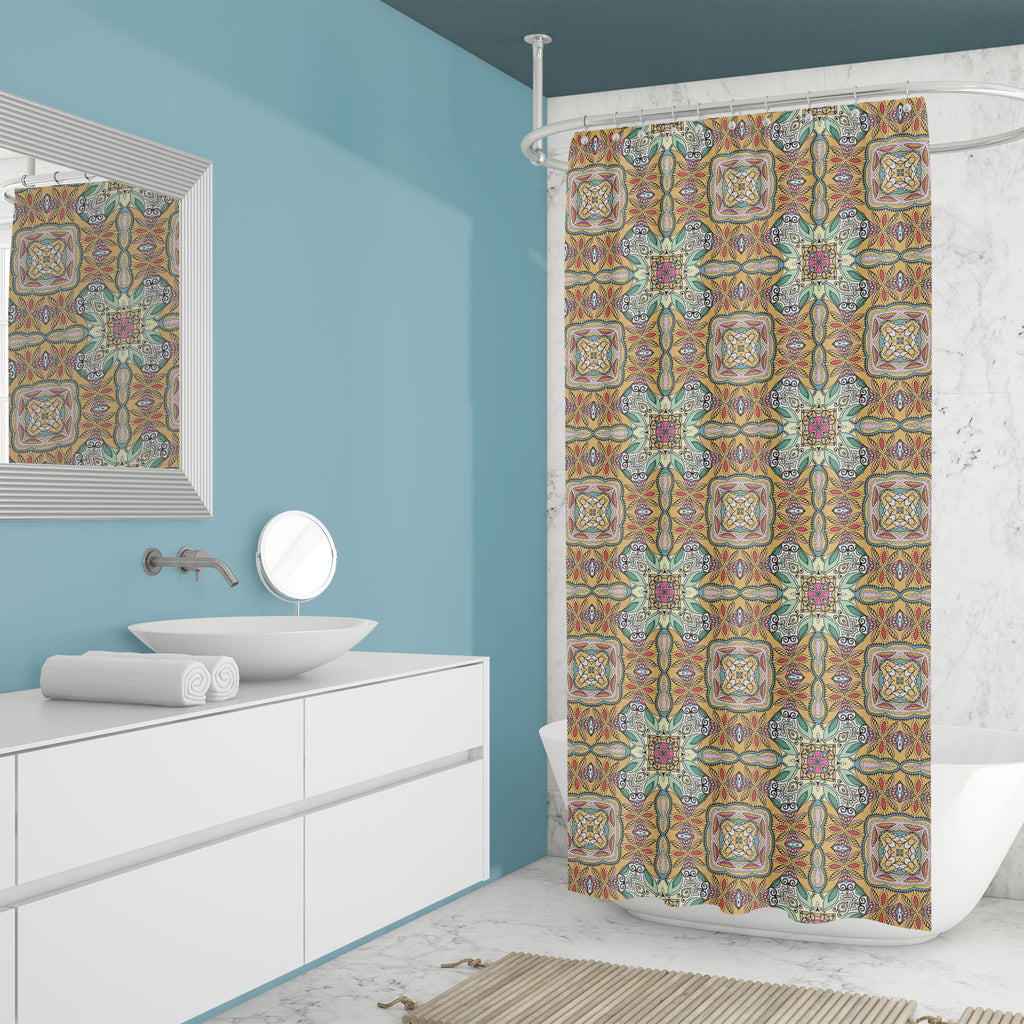 Arabic Floral Pattern D3 Washable Waterproof Shower Curtain-Shower Curtains-CUR_SH_EL-IC 5015822 IC 5015822, Abstract Expressionism, Abstracts, Ancient, Art and Paintings, Botanical, Culture, Decorative, Digital, Digital Art, Drawing, Ethnic, Fantasy, Floral, Flowers, Geometric, Geometric Abstraction, Graphic, Historical, Illustrations, Medieval, Nature, Paisley, Patterns, Pets, Semi Abstract, Signs, Signs and Symbols, Traditional, Tribal, Turkish, Vintage, World Culture, arabic, pattern, d3, washable, wate