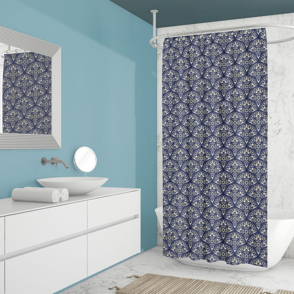 Turkish Dark Blue and Gold Washable Waterproof Shower Curtain-Shower Curtains-CUR_SH_EL-IC 5015879 IC 5015879, Allah, Ancient, Arabic, Art and Paintings, Botanical, Culture, Damask, Decorative, Ethnic, Floral, Flowers, Historical, Illustrations, Islam, Mandala, Medieval, Moroccan, Nature, Patterns, Signs, Signs and Symbols, Traditional, Tribal, Turkish, Vintage, World Culture, dark, blue, and, gold, washable, waterproof, shower, curtain, morocco, pattern, art, decor, flower, seamless, arabesque, background,