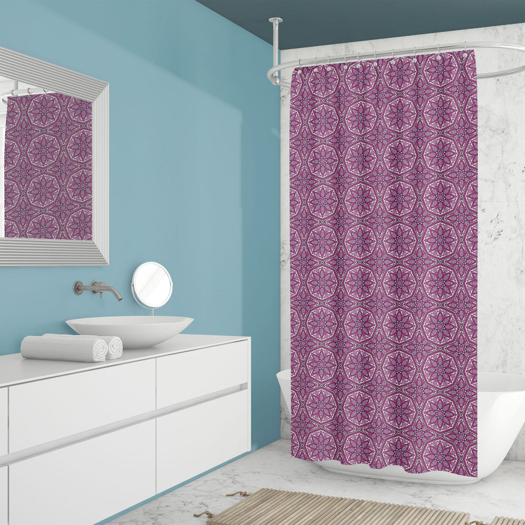 Indian-Arabic Boho Mandala Washable Waterproof Shower Curtain-Shower Curtains-CUR_SH_EL-IC 5015880 IC 5015880, Allah, Ancient, Arabic, Books, Botanical, Culture, Damask, Decorative, Ethnic, Festivals, Festivals and Occasions, Festive, Floral, Flowers, Geometric, Geometric Abstraction, Illustrations, Indian, Islam, Mandala, Medieval, Moroccan, Nature, Patterns, Pets, Signs, Signs and Symbols, Spanish, Traditional, Tribal, Turkish, Vintage, World Culture, indian-arabic, boho, washable, waterproof, shower, cur