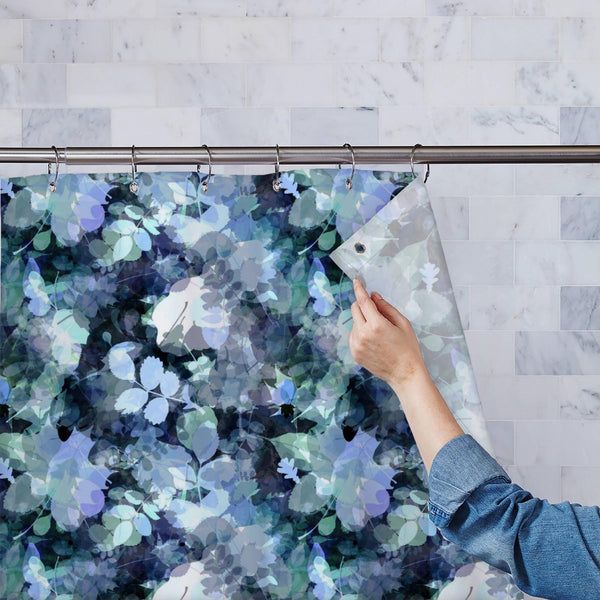 Abstract Blue Foliage Pattern Washable Waterproof Shower Curtain-Shower Curtains-CUR_SH_EL-IC 5015904 IC 5015904, Abstract Expressionism, Abstracts, Black, Black and White, Botanical, Floral, Flowers, Illustrations, Nature, Parents, Patterns, Semi Abstract, Watercolour, Wooden, abstract, blue, foliage, pattern, washable, waterproof, polyester, shower, curtain, eyelets, seamless, texture, watercolor, background, vector, print, leaf, overlay, repeat, spots, tree, forest, wallpaper, alder, chaotic, complicated