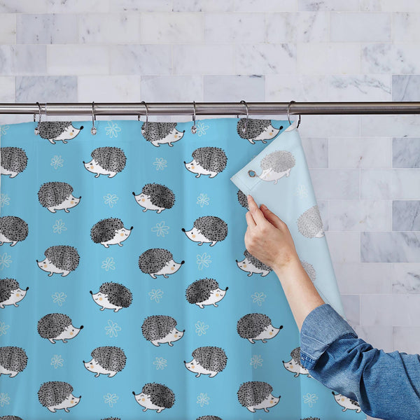 Watercolor Hedgehogs Washable Waterproof Shower Curtain-Shower Curtains-CUR_SH_EL-IC 5015909 IC 5015909, Abstract Expressionism, Abstracts, Animals, Animated Cartoons, Baby, Caricature, Cartoons, Children, Decorative, Drawing, Illustrations, Kids, Nature, Patterns, Scenic, Semi Abstract, Signs, Signs and Symbols, Sketches, Watercolour, watercolor, hedgehogs, washable, waterproof, polyester, shower, curtain, eyelets, hedgehog, pattern, vector, animal, abstract, cute, hand, blue, cartoon, drawn, forest, illus