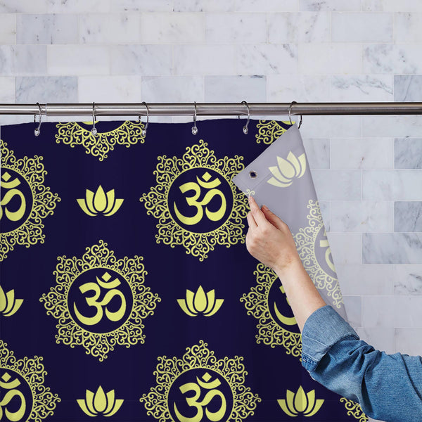 Hindu Om Aum Sign D1 Washable Waterproof Shower Curtain-Shower Curtains-CUR_SH_EL-IC 5015927 IC 5015927, Abstract Expressionism, Abstracts, Asian, Botanical, Buddhism, Culture, Ethnic, Festivals, Festivals and Occasions, Festive, Floral, Flowers, God Buddha, God Shiv, Hinduism, Illustrations, Indian, Mandala, Nature, Patterns, Religion, Religious, Semi Abstract, Signs, Signs and Symbols, Spiritual, Symbols, Traditional, Tribal, World Culture, hindu, om, aum, sign, d1, washable, waterproof, polyester, shower