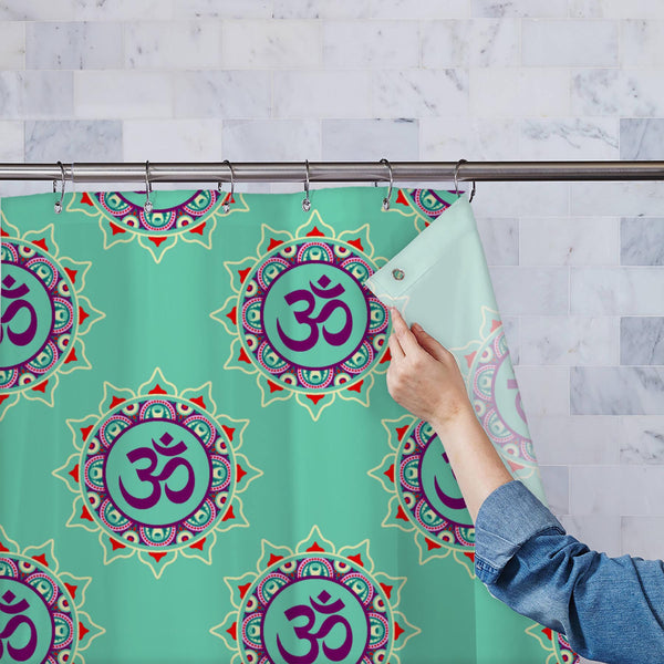 Hindu Om Aum Sign D2 Washable Waterproof Shower Curtain-Shower Curtains-CUR_SH_EL-IC 5015929 IC 5015929, Abstract Expressionism, Abstracts, Asian, Botanical, Buddhism, Culture, Ethnic, Festivals, Festivals and Occasions, Festive, Floral, Flowers, God Buddha, God Shiv, Hinduism, Illustrations, Indian, Mandala, Nature, Patterns, Religion, Religious, Semi Abstract, Signs, Signs and Symbols, Spiritual, Symbols, Traditional, Tribal, World Culture, hindu, om, aum, sign, d2, washable, waterproof, polyester, shower