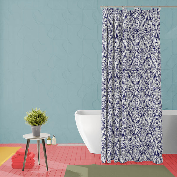 Abstract Ikat Ogee and Damascus Washable Waterproof Shower Curtain-Shower Curtains-CUR_SH_EL-IC 5015956 IC 5015956, Abstract Expressionism, Abstracts, Allah, Arabic, Aztec, Birthday, Culture, Ethnic, Fashion, Geometric, Geometric Abstraction, Ikat, Indian, Islam, Patterns, Retro, Semi Abstract, Signs, Signs and Symbols, Traditional, Tribal, Wedding, World Culture, abstract, ogee, and, damascus, washable, waterproof, polyester, shower, curtain, eyelets, pattern, boho, texture, print, winter, design, blue, wa