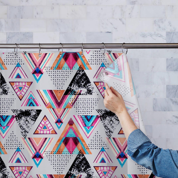 Abstract Watercolor Triangles Washable Waterproof Shower Curtain-Shower Curtains-CUR_SH_EL-IC 5015976 IC 5015976, Abstract Expressionism, Abstracts, American, Ancient, Art and Paintings, Aztec, Black, Black and White, Bohemian, Culture, Decorative, Digital, Digital Art, Dots, Ethnic, Geometric, Geometric Abstraction, Graphic, Hipster, Historical, Illustrations, Medieval, Patterns, Retro, Semi Abstract, Signs, Signs and Symbols, Traditional, Triangles, Tribal, Vintage, Watercolour, World Culture, abstract, w