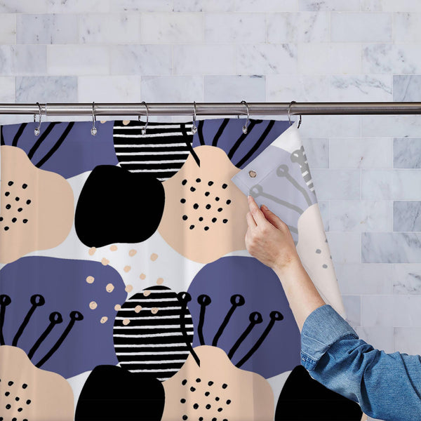 Abstract Shapes D8 Washable Waterproof Shower Curtain-Shower Curtains-CUR_SH_EL-IC 5016000 IC 5016000, Abstract Expressionism, Abstracts, Art and Paintings, Black, Black and White, Botanical, Collages, Decorative, Digital, Digital Art, Dots, Fashion, Floral, Flowers, Geometric Abstraction, Graphic, Illustrations, Marble and Stone, Modern Art, Nature, Patterns, Semi Abstract, Signs, Signs and Symbols, White, abstract, shapes, d8, washable, waterproof, polyester, shower, curtain, eyelets, pattern, shape, flow