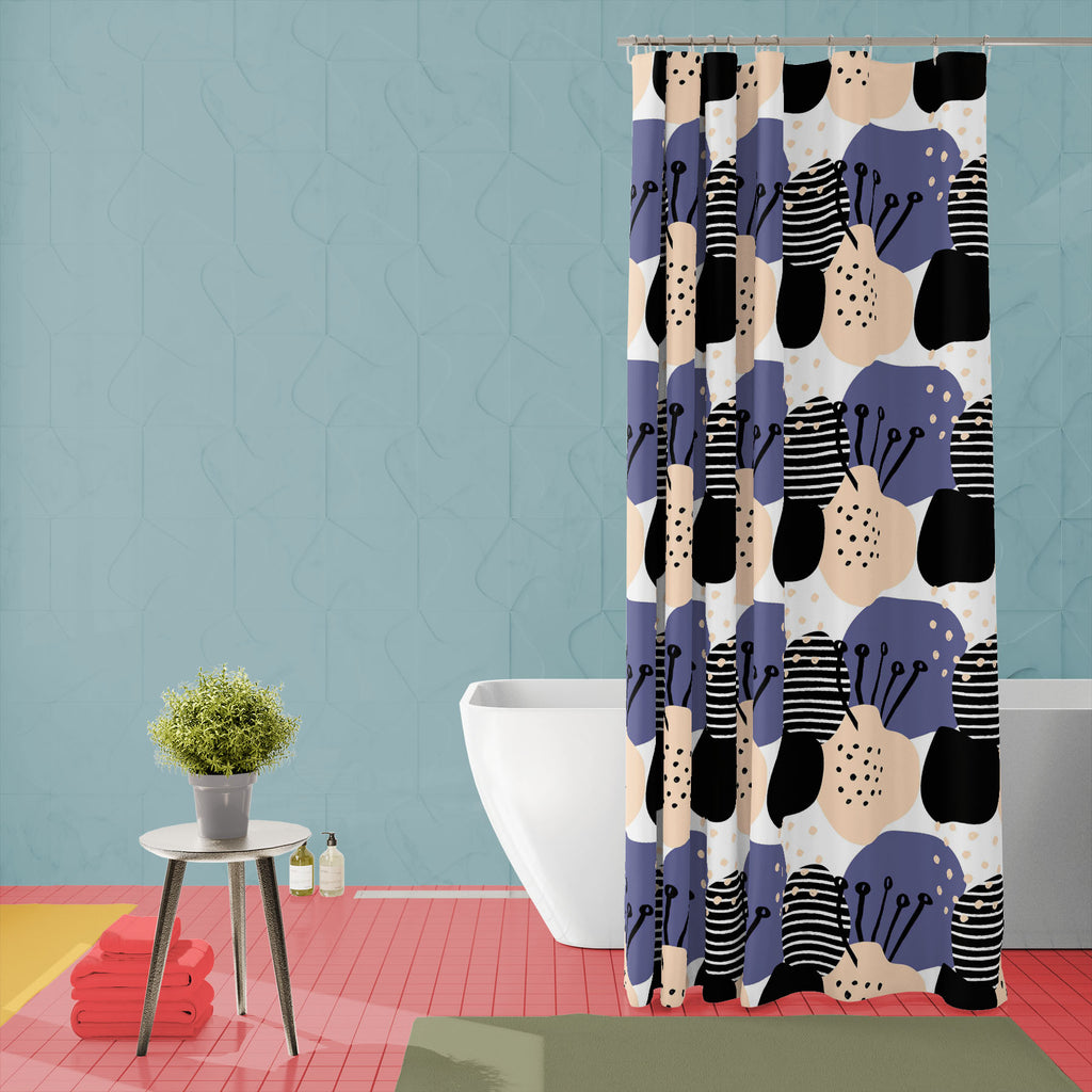 Abstract Shapes D8 Washable Waterproof Shower Curtain-Shower Curtains-CUR_SH_EL-IC 5016000 IC 5016000, Abstract Expressionism, Abstracts, Art and Paintings, Black, Black and White, Botanical, Collages, Decorative, Digital, Digital Art, Dots, Fashion, Floral, Flowers, Geometric Abstraction, Graphic, Illustrations, Marble and Stone, Modern Art, Nature, Patterns, Semi Abstract, Signs, Signs and Symbols, White, abstract, shapes, d8, washable, waterproof, shower, curtain, pattern, shape, flower, abstraction, art