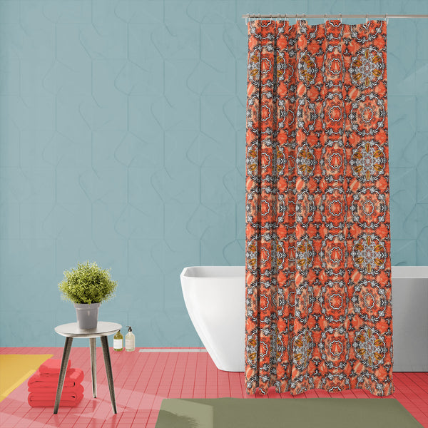 Abstract White Damask Flower Washable Waterproof Shower Curtain-Shower Curtains-CUR_SH_EL-IC 5016008 IC 5016008, Abstract Expressionism, Abstracts, Ancient, Black and White, Botanical, Christianity, Culture, Damask, Decorative, Digital, Digital Art, Ethnic, Festivals and Occasions, Festive, Floral, Flowers, Folk Art, Graphic, Historical, Holidays, Illustrations, Indian, Medieval, Modern Art, Nature, Patterns, Retro, Semi Abstract, Signs, Signs and Symbols, Traditional, Tribal, Victorian, Vintage, White, Wor