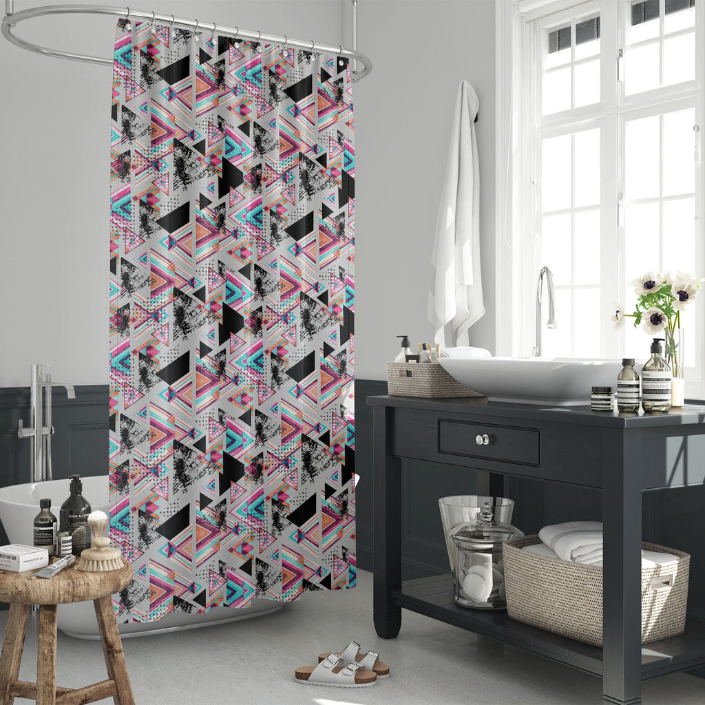 Abstract Tribal Elements Washable Waterproof Shower Curtain-Shower Curtains-CUR_SH_EL-IC 5016015 IC 5016015, Abstract Expressionism, Abstracts, American, Ancient, Art and Paintings, Aztec, Black, Black and White, Bohemian, Culture, Decorative, Digital, Digital Art, Dots, Ethnic, Geometric, Geometric Abstraction, Graphic, Hipster, Historical, Illustrations, Medieval, Patterns, Retro, Semi Abstract, Signs, Signs and Symbols, Traditional, Triangles, Tribal, Vintage, Watercolour, World Culture, abstract, elemen