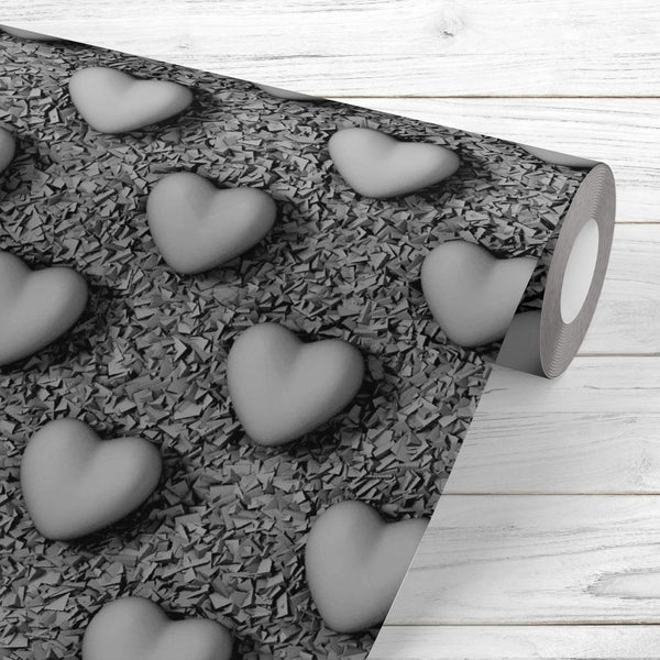 3D Hearts & Cubes Wallpaper Roll-Wallpapers Peel & Stick-WAL_PA-IC 5016017 IC 5016017, 3D, Abstract Expressionism, Abstracts, Art and Paintings, Black, Black and White, Digital, Digital Art, Graphic, Hearts, Illustrations, Love, Patterns, Romance, Semi Abstract, Wedding, cubes, peel, stick, vinyl, wallpaper, roll, non-pvc, self-adhesive, eco-friendly, water-repellent, scratch-resistant, seamless, abstract, background, card, dark, day, endless, grayscales, grey, illustration, lovely, monochrome, ornament, ro