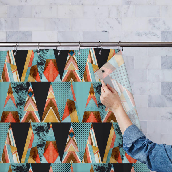 Abstract Geometrical Triangles Washable Waterproof Shower Curtain-Shower Curtains-CUR_SH_EL-IC 5016067 IC 5016067, 80s, 90s, Abstract Expressionism, Abstracts, Ancient, Art and Paintings, Aztec, Bohemian, Culture, Decorative, Digital, Digital Art, Dots, Drawing, Ethnic, Geometric, Geometric Abstraction, Graphic, Hipster, Historical, Illustrations, Medieval, Modern Art, Mountains, Patterns, Retro, Semi Abstract, Signs, Signs and Symbols, Stripes, Traditional, Triangles, Tribal, Vintage, Watercolour, World Cu