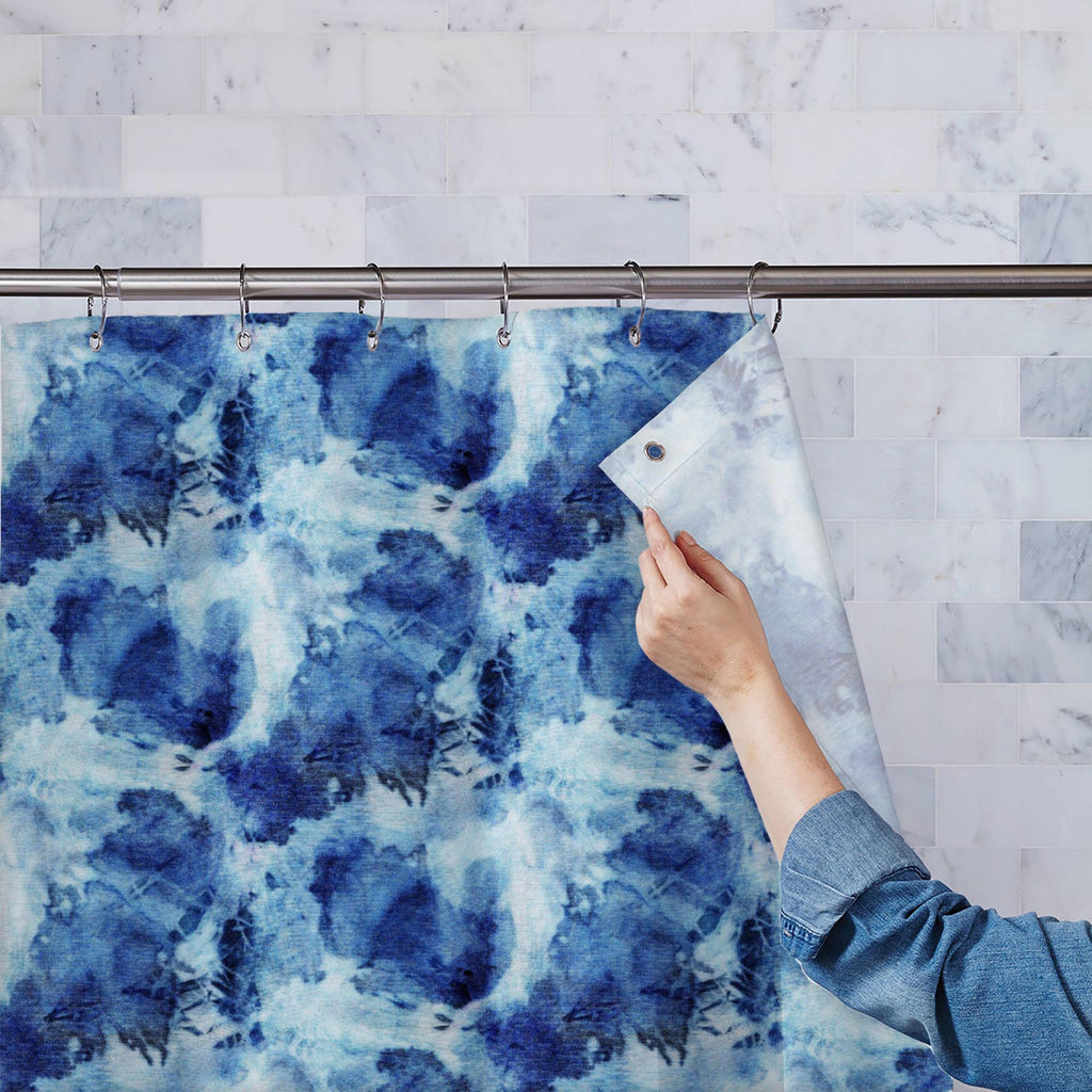 Shibori Indigo Batik D2 Washable Waterproof Shower Curtain-Shower Curtains-CUR_SH_EL-IC 5016082 IC 5016082, Abstract Expressionism, Abstracts, Art and Paintings, Black and White, Culture, Decorative, Ethnic, Fashion, Illustrations, Japanese, Paintings, Patterns, Retro, Semi Abstract, Shibori, Signs, Signs and Symbols, Traditional, Tribal, Watercolour, White, World Culture, indigo, batik, d2, washable, waterproof, shower, curtain, dye, tie, seamless, grunge, textile, 1960, abstract, art, artistic, backdrop, 