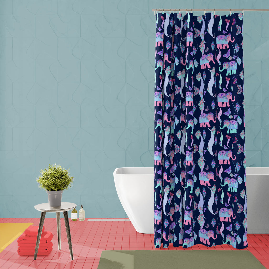 Abstract Elephant Feathers Washable Waterproof Shower Curtain-Shower Curtains-CUR_SH_EL-IC 5016087 IC 5016087, Abstract Expressionism, Abstracts, African, Ancient, Animals, Art and Paintings, Culture, Decorative, Digital, Digital Art, Drawing, Ethnic, Festivals and Occasions, Festive, Graphic, Historical, Illustrations, Indian, Medieval, Modern Art, Paisley, Patterns, Semi Abstract, Signs, Signs and Symbols, Sketches, Traditional, Tribal, Vintage, World Culture, abstract, elephant, feathers, washable, water