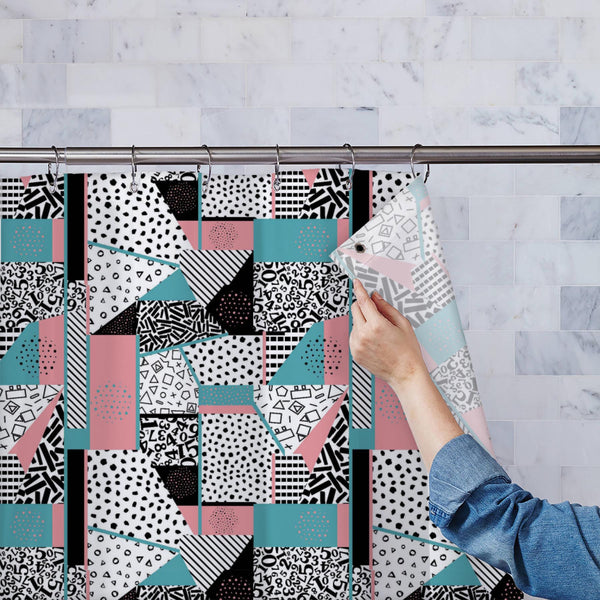 Abstract Patchwork Art D1 Washable Waterproof Shower Curtain-Shower Curtains-CUR_SH_EL-IC 5016095 IC 5016095, 80s, 90s, Abstract Expressionism, Abstracts, Art and Paintings, Books, Circle, Decorative, Digital, Digital Art, Dots, Drawing, Fashion, Geometric, Geometric Abstraction, Graphic, Hand Drawn, Hipster, Illustrations, Modern Art, Patterns, Retro, Semi Abstract, Signs, Signs and Symbols, Triangles, abstract, patchwork, art, d1, washable, waterproof, polyester, shower, curtain, eyelets, pattern, backgro