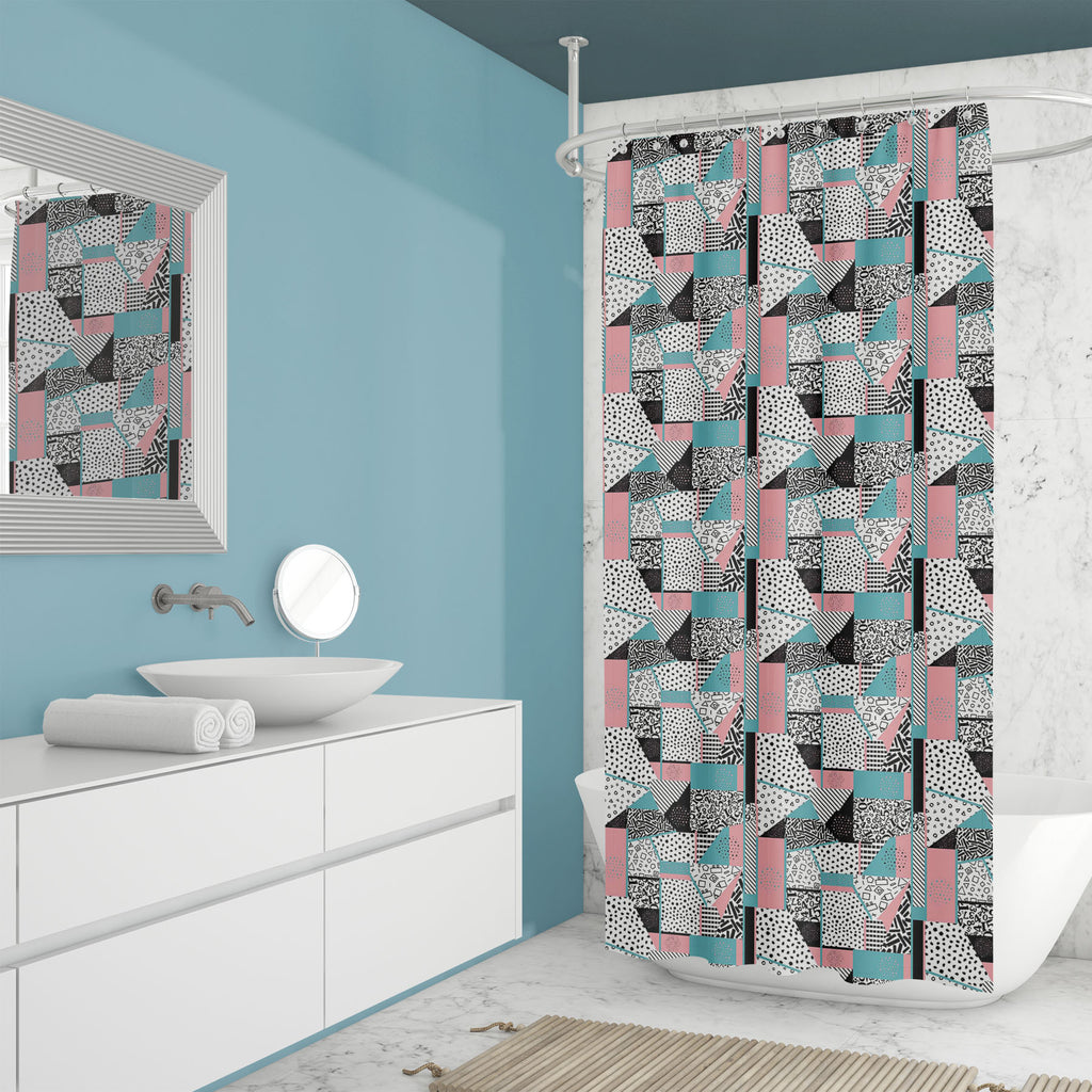 Abstract Patchwork Art D1 Washable Waterproof Shower Curtain-Shower Curtains-CUR_SH_EL-IC 5016095 IC 5016095, 80s, 90s, Abstract Expressionism, Abstracts, Art and Paintings, Books, Circle, Decorative, Digital, Digital Art, Dots, Drawing, Fashion, Geometric, Geometric Abstraction, Graphic, Hand Drawn, Hipster, Illustrations, Modern Art, Patterns, Retro, Semi Abstract, Signs, Signs and Symbols, Triangles, abstract, patchwork, art, d1, washable, waterproof, shower, curtain, pattern, background, geometry, color