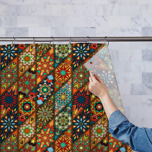 Vintage Floral & Mandala D11 Washable Waterproof Shower Curtain-Shower Curtains-CUR_SH_EL-IC 5016096 IC 5016096, Abstract Expressionism, Abstracts, African, Ancient, Art and Paintings, Bohemian, Botanical, Chinese, Culture, Decorative, Ethnic, Fashion, Floral, Flowers, Geometric, Geometric Abstraction, Historical, Illustrations, Indian, Mandala, Medieval, Mexican, Moroccan, Nature, Patterns, Pets, Retro, Semi Abstract, Signs, Signs and Symbols, Traditional, Tribal, Turkish, Vintage, World Culture, d11, wash