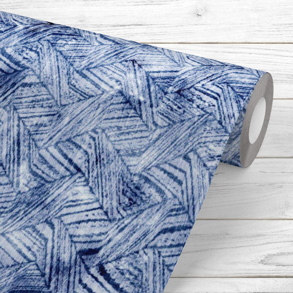 Abstract Indigo Dyed Stripes Wallpaper Roll-Wallpapers Peel & Stick-WAL_PA-IC 5016108 IC 5016108, Abstract Expressionism, Abstracts, Ancient, Art and Paintings, Chevron, Culture, Decorative, Digital, Digital Art, Ethnic, Folk Art, Graphic, Historical, Medieval, Modern Art, Nautical, Patterns, Retro, Semi Abstract, Signs, Signs and Symbols, Space, Traditional, Tribal, Vintage, World Culture, abstract, indigo, dyed, stripes, peel, stick, vinyl, wallpaper, roll, non-pvc, self-adhesive, eco-friendly, water-repe