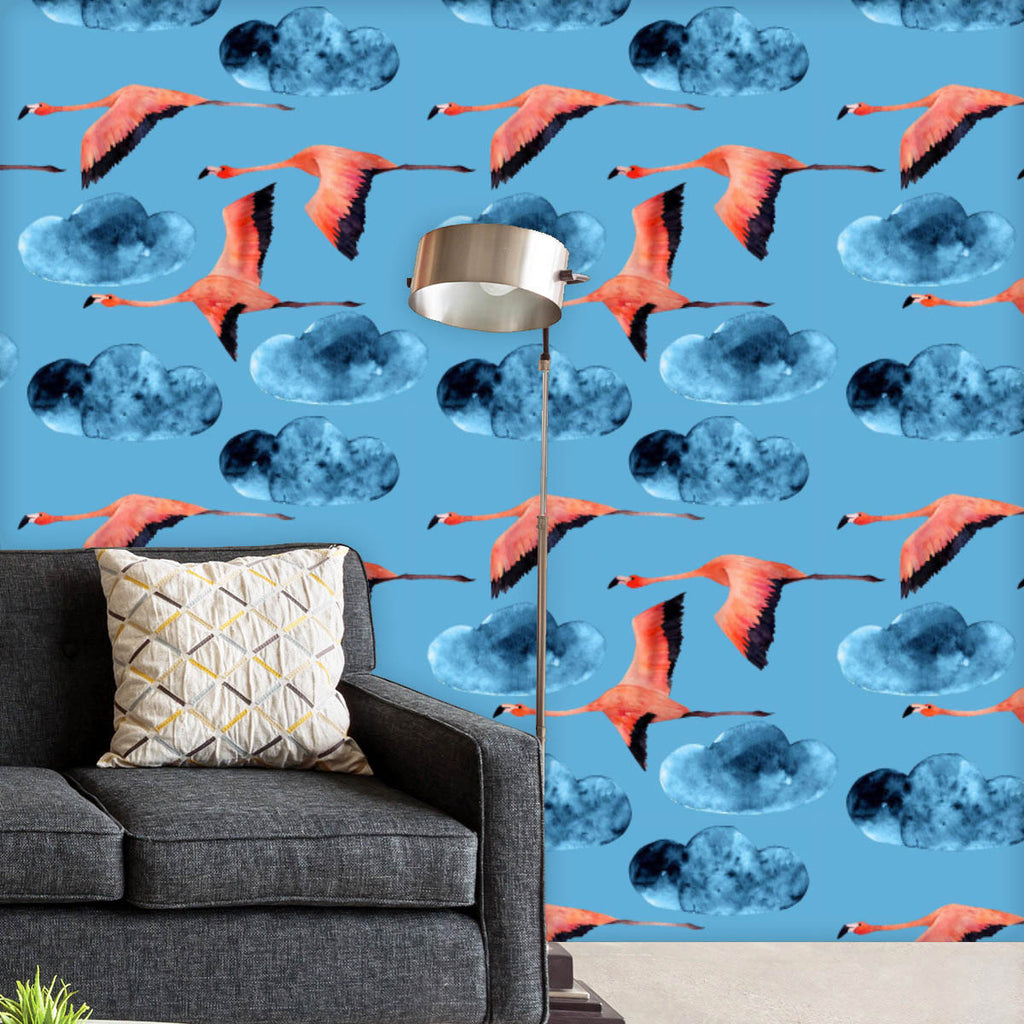 Flamingos Flying in Sea Wallpaper Roll-Wallpapers Peel & Stick-WAL_PA-IC 5016148 IC 5016148, Animals, Art and Paintings, Birds, Drawing, Illustrations, Patterns, Signs, Signs and Symbols, Tropical, Watercolour, flamingos, flying, in, sea, wallpaper, roll, seamless, pattern, watercolor, flamingo, background, painted, animal, art, backdrop, bird, blue, canvas, clouds, decoration, design, exotic, flight, fly, print, repeat, sky, summer, wrapping, artzfolio, wallpapers for bedroom, wall papers full sheet for li