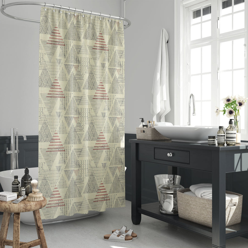 Abstract Triangular Design Washable Waterproof Shower Curtain-Shower Curtains-CUR_SH_EL-IC 5016154 IC 5016154, Abstract Expressionism, Abstracts, Ancient, Art and Paintings, Black, Black and White, Decorative, Digital, Digital Art, Dots, Fashion, Geometric, Geometric Abstraction, Graphic, Hipster, Historical, Illustrations, Medieval, Modern Art, Patterns, Retro, Semi Abstract, Signs, Signs and Symbols, Stripes, Triangles, Vintage, abstract, triangular, design, washable, waterproof, shower, curtain, pattern,