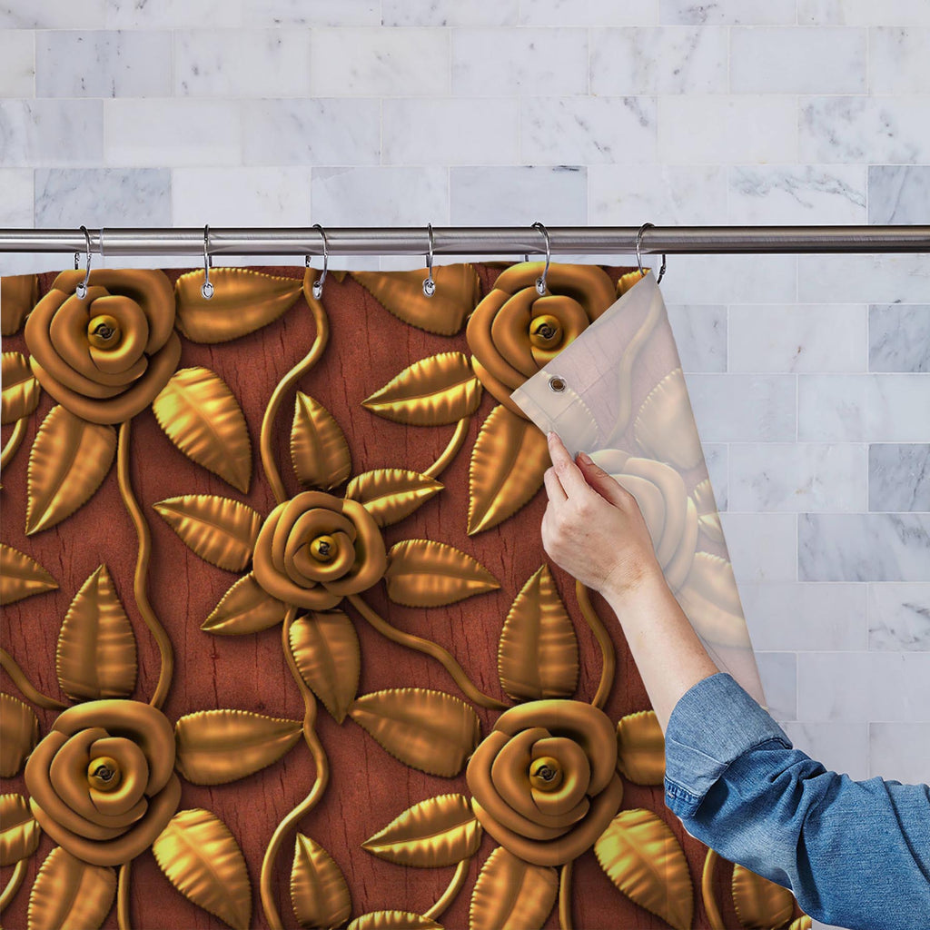 3D Golden Flowers Pattern Washable Waterproof Shower Curtain-Shower Curtains-CUR_SH_EL-IC 5016157 IC 5016157, 3D, Abstract Expressionism, Abstracts, Art and Paintings, Botanical, Decorative, Floral, Flowers, Nature, Patterns, Semi Abstract, Signs, Signs and Symbols, Wood, Metallic, golden, pattern, washable, waterproof, shower, curtain, seamless, texture, wallpaper, abstract, background, bronze, flower, iron, metal, plank, wall, wooden, art, backdrop, bloom, blossom, board, brass, brown, copper, decoration,