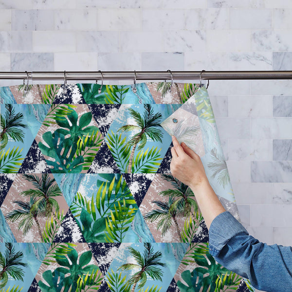 Tropical Leaves and Palm Trees D2 Washable Waterproof Shower Curtain-Shower Curtains-CUR_SH_EL-IC 5016169 IC 5016169, Abstract Expressionism, Abstracts, Ancient, Art and Paintings, Automobiles, Black and White, Bling, Botanical, Digital, Digital Art, Floral, Flowers, Geometric, Geometric Abstraction, Graphic, Hexagon, Hipster, Historical, Illustrations, Marble, Marble and Stone, Medieval, Modern Art, Nature, Patterns, Retro, Semi Abstract, Signs, Signs and Symbols, Stripes, Transportation, Travel, Triangles