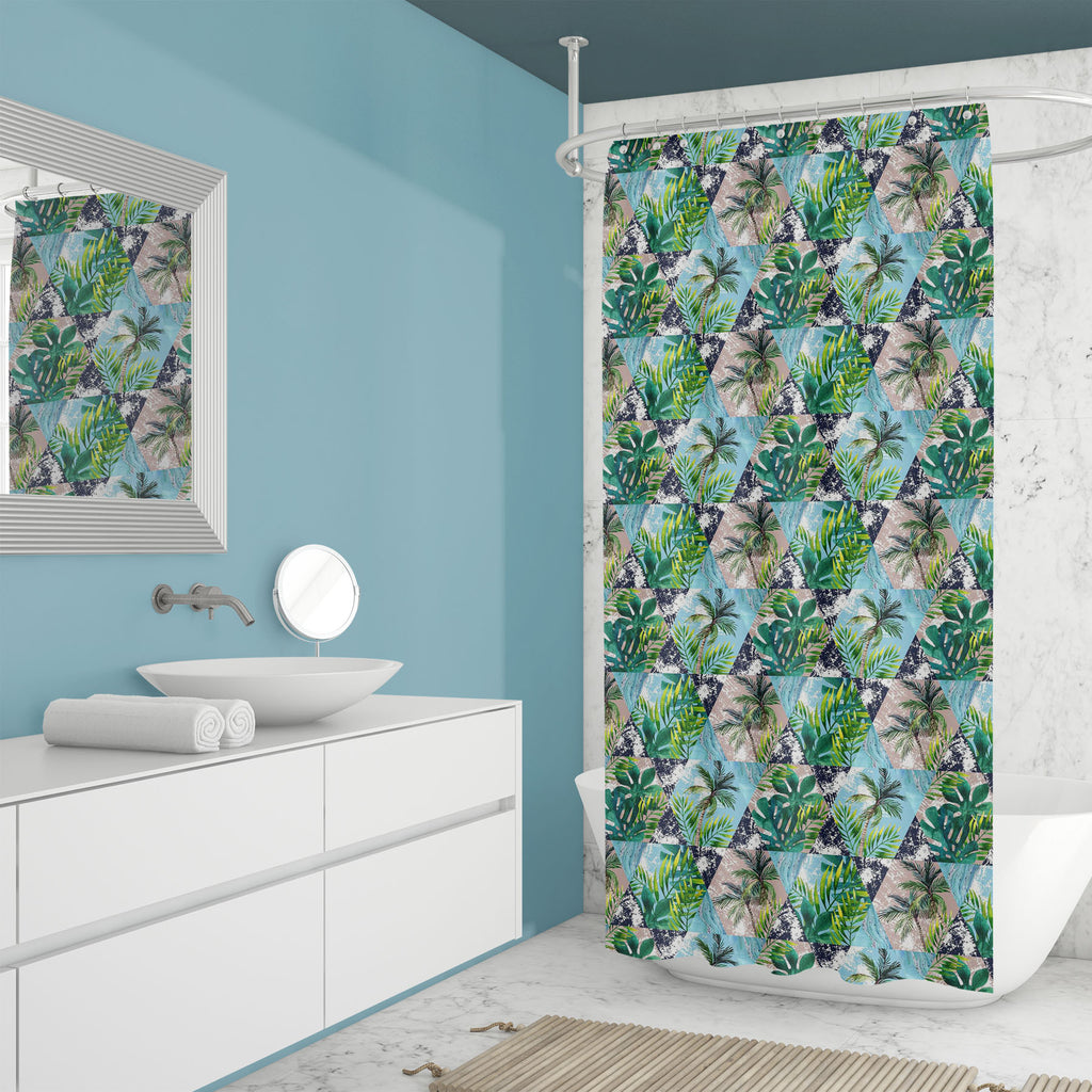 Tropical Leaves and Palm Trees D2 Washable Waterproof Shower Curtain-Shower Curtains-CUR_SH_EL-IC 5016169 IC 5016169, Abstract Expressionism, Abstracts, Ancient, Art and Paintings, Automobiles, Black and White, Bling, Botanical, Digital, Digital Art, Floral, Flowers, Geometric, Geometric Abstraction, Graphic, Hexagon, Hipster, Historical, Illustrations, Marble, Marble and Stone, Medieval, Modern Art, Nature, Patterns, Retro, Semi Abstract, Signs, Signs and Symbols, Stripes, Transportation, Travel, Triangles