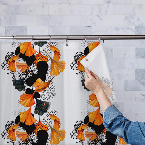 Autumn Ginkgo Leaves Washable Waterproof Shower Curtain-Shower Curtains-CUR_SH_EL-IC 5016175 IC 5016175, Abstract Expressionism, Abstracts, Art and Paintings, Black, Black and White, Botanical, Chinese, Digital, Digital Art, Dots, Drawing, Floral, Flowers, Geometric, Geometric Abstraction, Graphic, Illustrations, Minimalism, Nature, Patterns, Semi Abstract, Signs, Signs and Symbols, Sketches, Stripes, Watercolour, White, autumn, ginkgo, leaves, washable, waterproof, polyester, shower, curtain, eyelets, patt