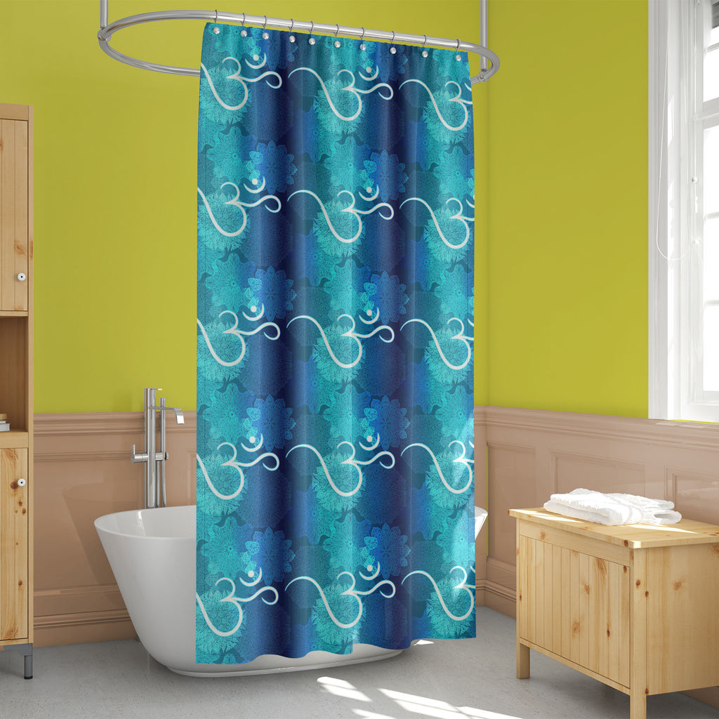 Ornate Mandala & Hindu Om Aum Symbol D1 Washable Waterproof Shower Curtain-Shower Curtains-CUR_SH_EL-IC 5016185 IC 5016185, Asian, Botanical, Buddhism, Culture, Decorative, Ethnic, Floral, Flowers, God Buddha, Hinduism, Illustrations, Indian, Mandala, Nature, Patterns, Religion, Religious, Signs, Signs and Symbols, Spiritual, Symbols, Traditional, Tribal, World Culture, ornate, hindu, om, aum, symbol, d1, washable, waterproof, shower, curtain, buddha, ohm, eastern, asia, background, bright, divine, diwali, 