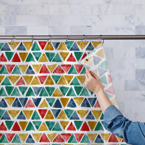 Watercolor Triangles with Spots Washable Waterproof Shower Curtain-Shower Curtains-CUR_SH_EL-IC 5016212 IC 5016212, Abstract Expressionism, Abstracts, Ancient, Art and Paintings, Baby, Black and White, Children, Culture, Digital, Digital Art, Drawing, Ethnic, Fashion, Folk Art, Graphic, Historical, Illustrations, Kids, Medieval, Modern Art, Patterns, Retro, Semi Abstract, Signs, Signs and Symbols, Traditional, Triangles, Tribal, Vintage, Watercolour, White, World Culture, watercolor, with, spots, washable, 