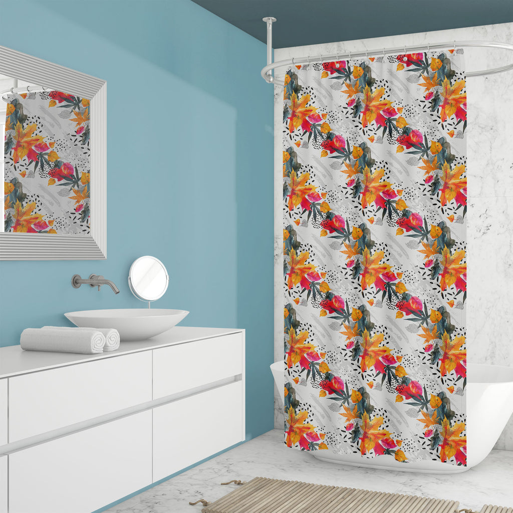 Abstract Autumn Fall Pattern D1 Washable Waterproof Shower Curtain-Shower Curtains-CUR_SH_EL-IC 5016217 IC 5016217, Abstract Expressionism, Abstracts, Art and Paintings, Black and White, Botanical, Digital, Digital Art, Dots, Floral, Flowers, Geometric, Geometric Abstraction, Graphic, Illustrations, Minimalism, Nature, Paintings, Patterns, Semi Abstract, Signs, Signs and Symbols, Sketches, Stripes, Watercolour, White, abstract, autumn, fall, pattern, d1, washable, waterproof, shower, curtain, texture, water