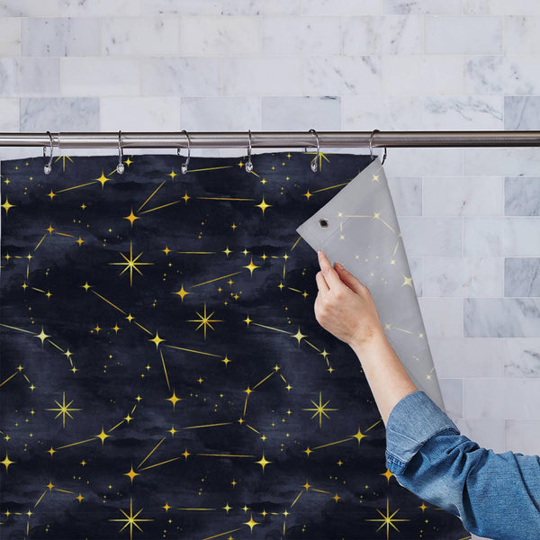 Night Sky Pattern D2 Washable Waterproof Shower Curtain-Shower Curtains-CUR_SH_EL-IC 5016273 IC 5016273, Art and Paintings, Astrology, Astronomy, Black, Black and White, Cosmology, Horoscope, Illustrations, Patterns, Retro, Signs, Signs and Symbols, Space, Stars, Sun Signs, Zodiac, night, sky, pattern, d2, washable, waterproof, polyester, shower, curtain, eyelets, constellation, art, texture, backdrop, background, classic, cosmos, dark, blue, design, elegant, fine, line, gold, golden, illustration, seamless