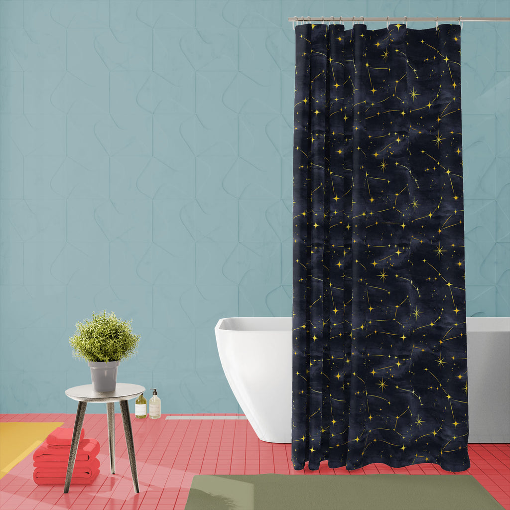 Night Sky Pattern D2 Washable Waterproof Shower Curtain-Shower Curtains-CUR_SH_EL-IC 5016273 IC 5016273, Art and Paintings, Astrology, Astronomy, Black, Black and White, Cosmology, Horoscope, Illustrations, Patterns, Retro, Signs, Signs and Symbols, Space, Stars, Sun Signs, Zodiac, night, sky, pattern, d2, washable, waterproof, shower, curtain, constellation, art, texture, backdrop, background, classic, cosmos, dark, blue, design, elegant, fine, line, gold, golden, illustration, seamless, simple, subtle, wa