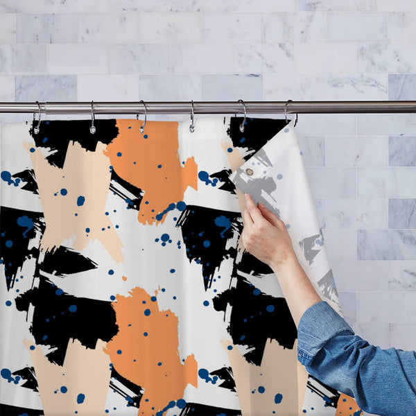 Abstract Paint Slashes Washable Waterproof Shower Curtain-Shower Curtains-CUR_SH_EL-IC 5016287 IC 5016287, Abstract Expressionism, Abstracts, Art and Paintings, Black, Black and White, Decorative, Digital, Digital Art, Dots, Fashion, Graphic, Hand Drawn, Hipster, Illustrations, Modern Art, Patterns, Semi Abstract, Signs, Signs and Symbols, Splatter, White, abstract, paint, slashes, washable, waterproof, polyester, shower, curtain, eyelets, brush, seamless, vector, background, texture, stroke, patter, fun, i