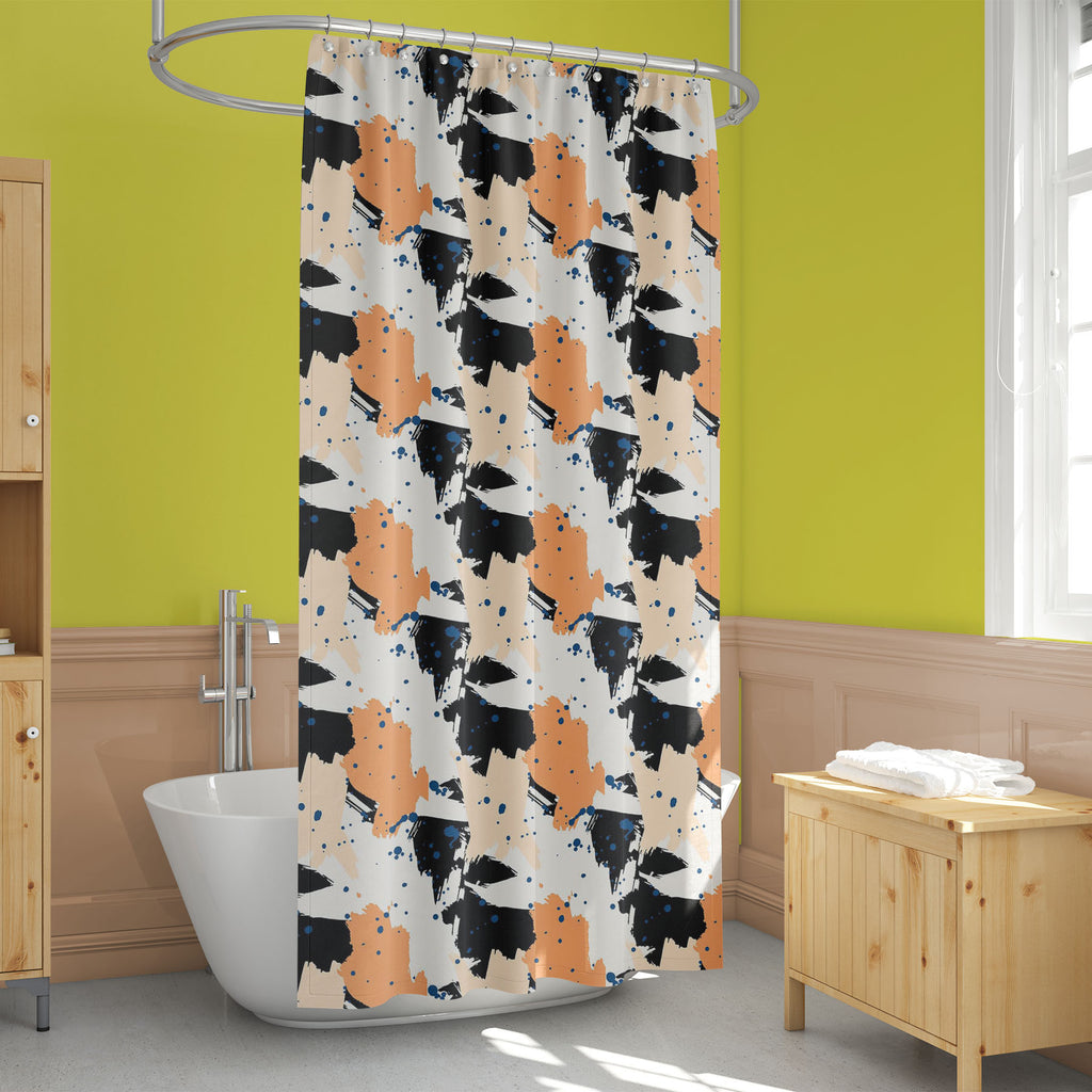 Abstract Paint Slashes Washable Waterproof Shower Curtain-Shower Curtains-CUR_SH_EL-IC 5016287 IC 5016287, Abstract Expressionism, Abstracts, Art and Paintings, Black, Black and White, Decorative, Digital, Digital Art, Dots, Fashion, Graphic, Hand Drawn, Hipster, Illustrations, Modern Art, Patterns, Semi Abstract, Signs, Signs and Symbols, Splatter, White, abstract, paint, slashes, washable, waterproof, shower, curtain, brush, seamless, vector, background, texture, stroke, patter, fun, ink, beauty, grunge, 